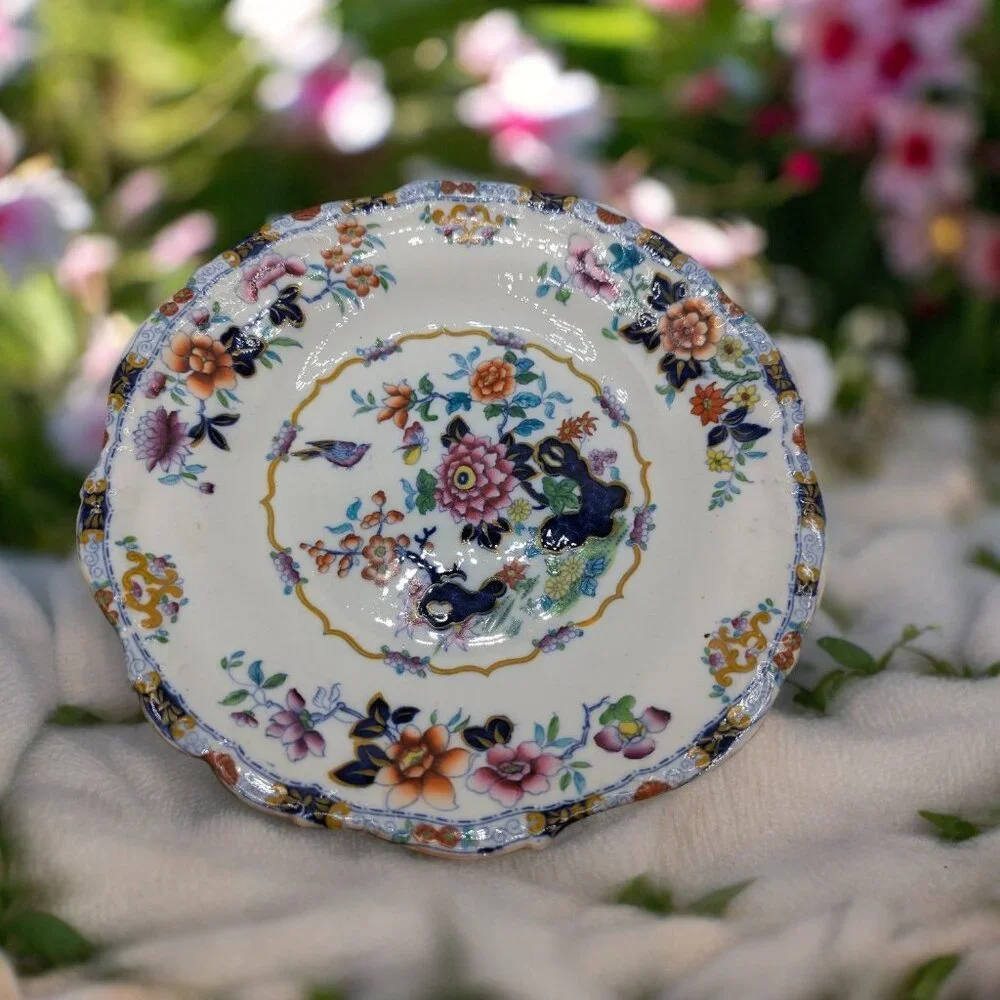 Antique Minton Oriental Japan Floral Pedestal Plate 10